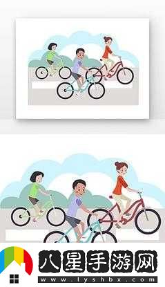 一前一后三個(gè)人一起騎自行車(chē)