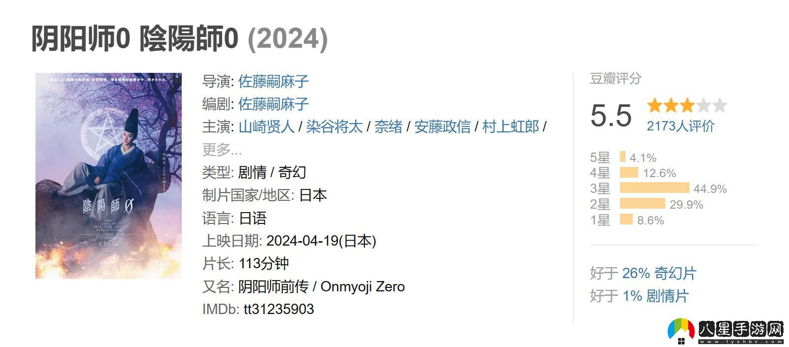 真人前傳電影陰陽(yáng)師0確認(rèn)引進(jìn)內(nèi)地