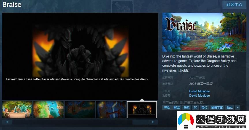 奇幻敘事冒險游戲BraiseSteam頁面